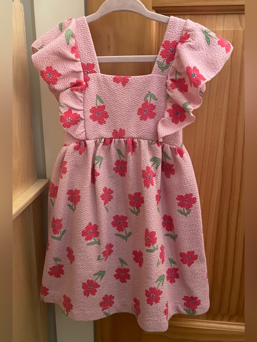 Zara Pink Dress with Red Floral Print Size 3